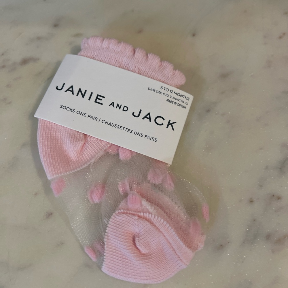 Janie and Jack Pink Polka Dot Baby Socks